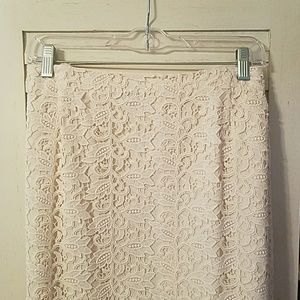 Talbots Ivory Lace Overlay Knee length skirt